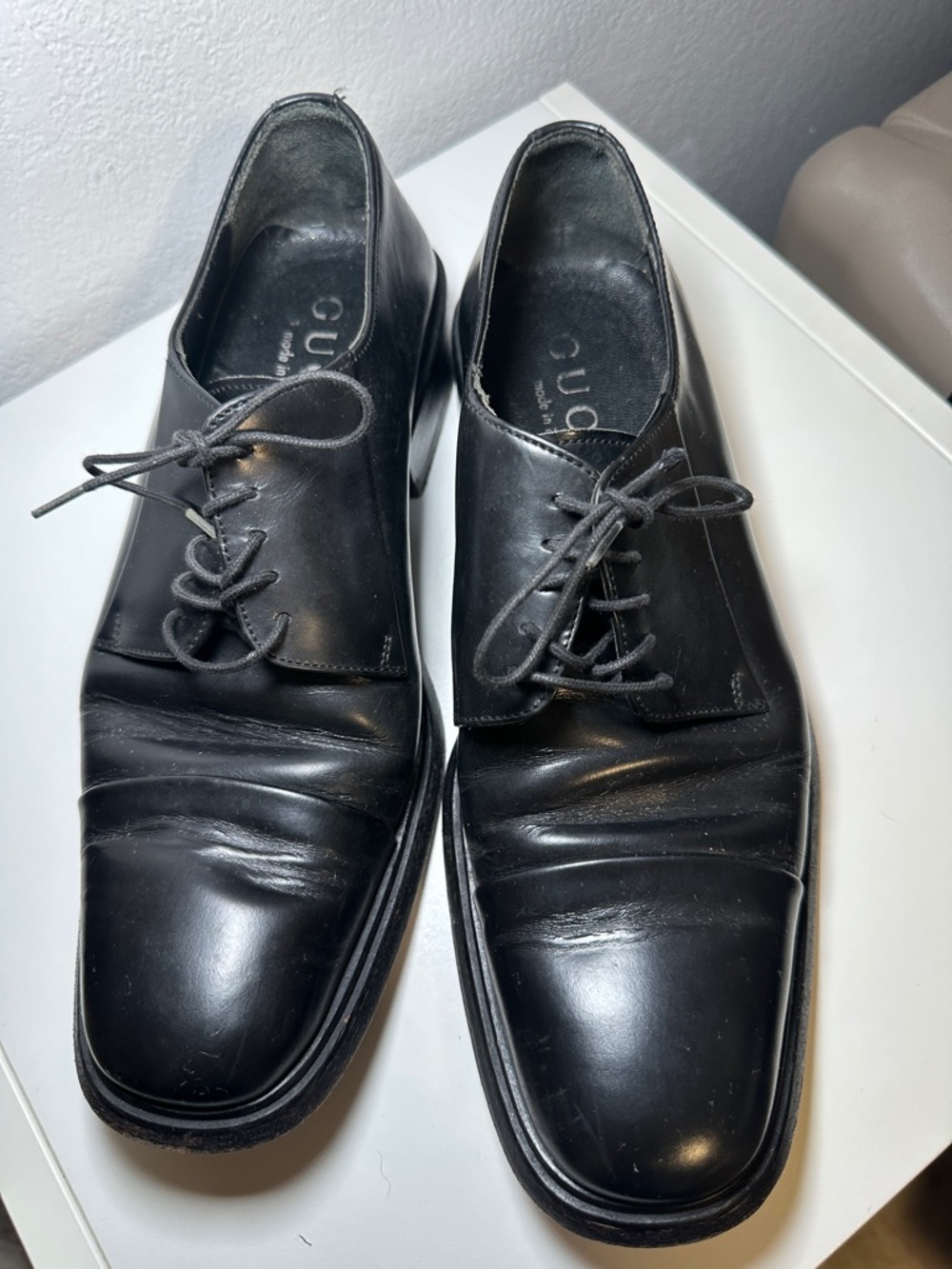 Gucci Men's Black Leather Lace-Up Dress Shoes Size 6D
